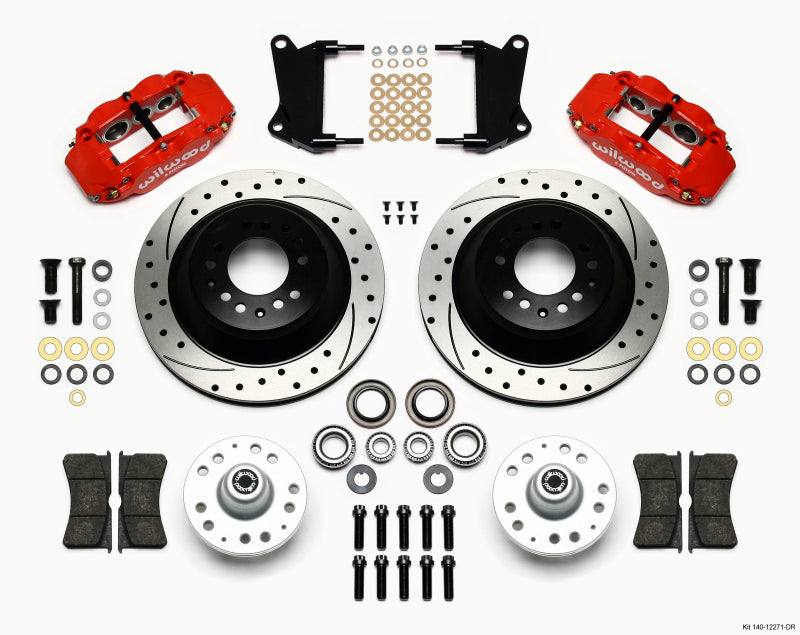 Wilwood Narrow Superlite 6R Front Hub &amp; 1PC Rtr Kit 12.88in Dril -Red 67-69 Camaro 64-72 Nova - 140-12271-DR