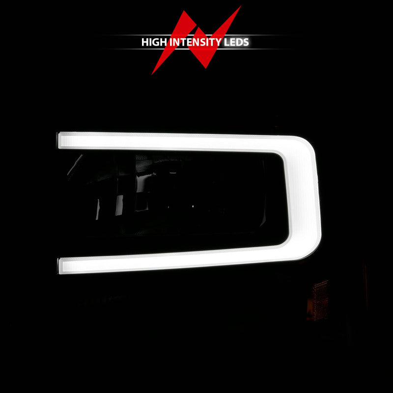 ANZO 99-04 Ford F250/F350/F450/Excursion (excl. 99) Crystal Headlights - w/ Light Bar Black Housing - 111549