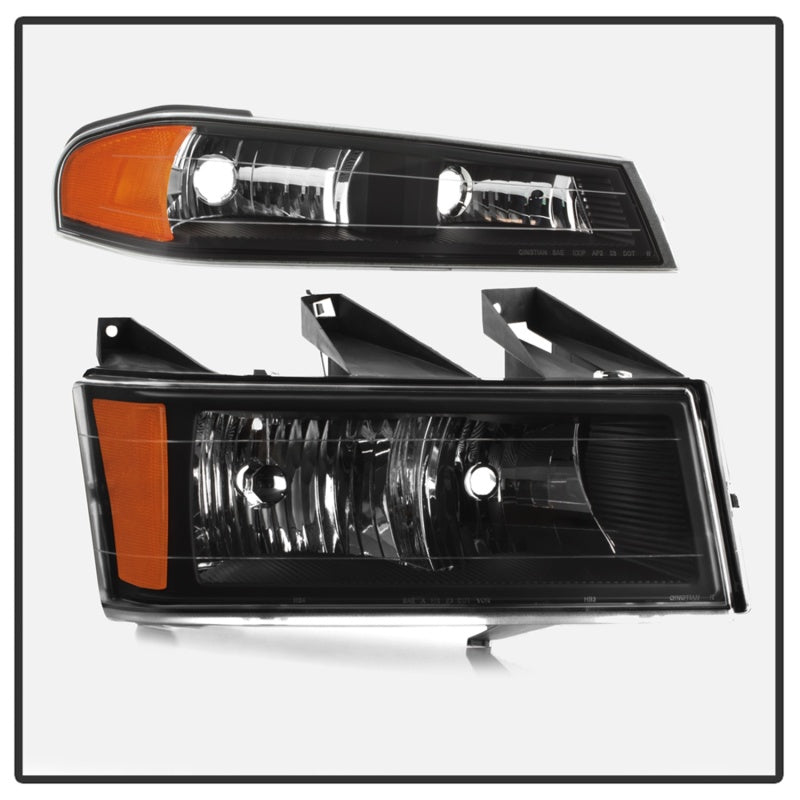 Xtune Chevy Colorado 04-12 OEM Headlights w/ Bumper Lights Black HD-JH-CCOL04-SET-BK - 9032110