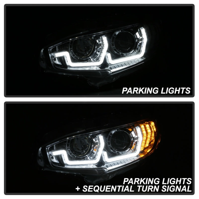 Spyder 16-18 Honda Civic 4Dr w/LED Seq Turn Sig Lights Proj Headlight - Chrome - PRO-YD-HC16-SEQ-C - 5086082