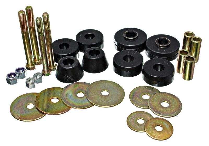 Energy Suspension Chevy Pickup Body Mounts - Black - 3.4137G for 1963-1966 Chevrolet C10 - front view